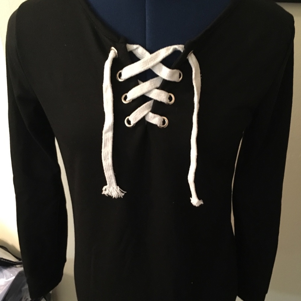 Long sleeve lace up shirt
